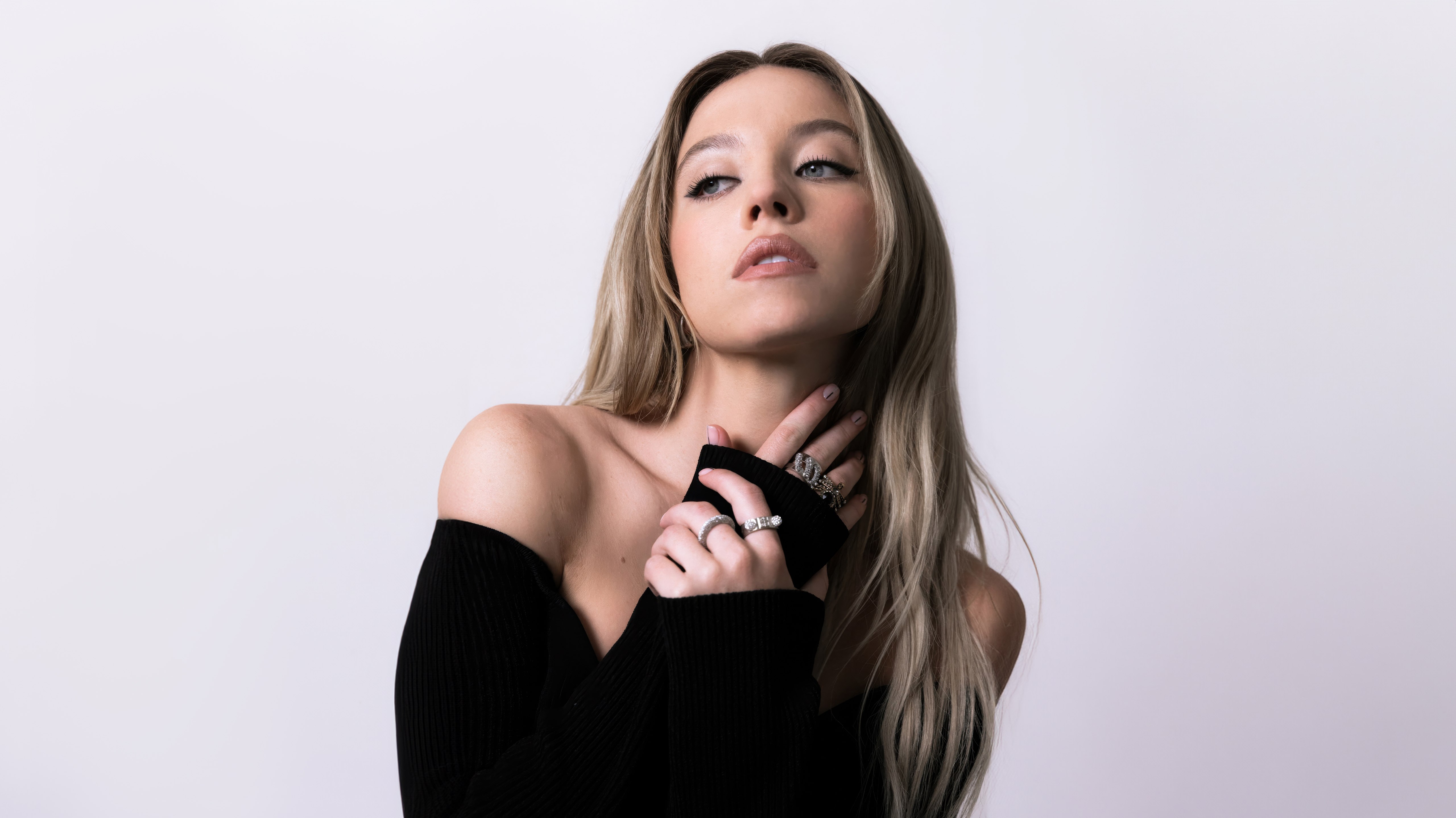 Sydney Sweeney, 2024, Atriz americana, Fundo branco, 5K