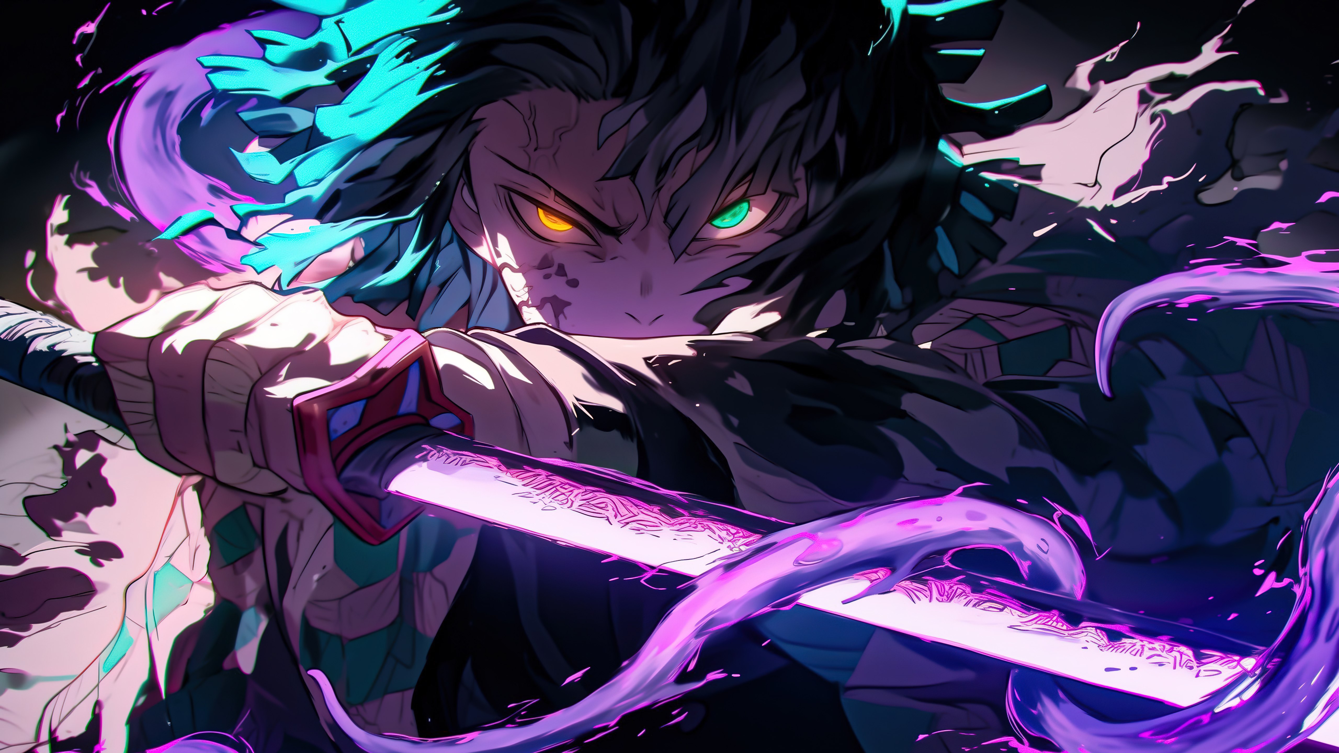 Tanjiro Kamado, Anime colorido, Arte de IA, Demon Slayer: Kimetsu no Yaiba