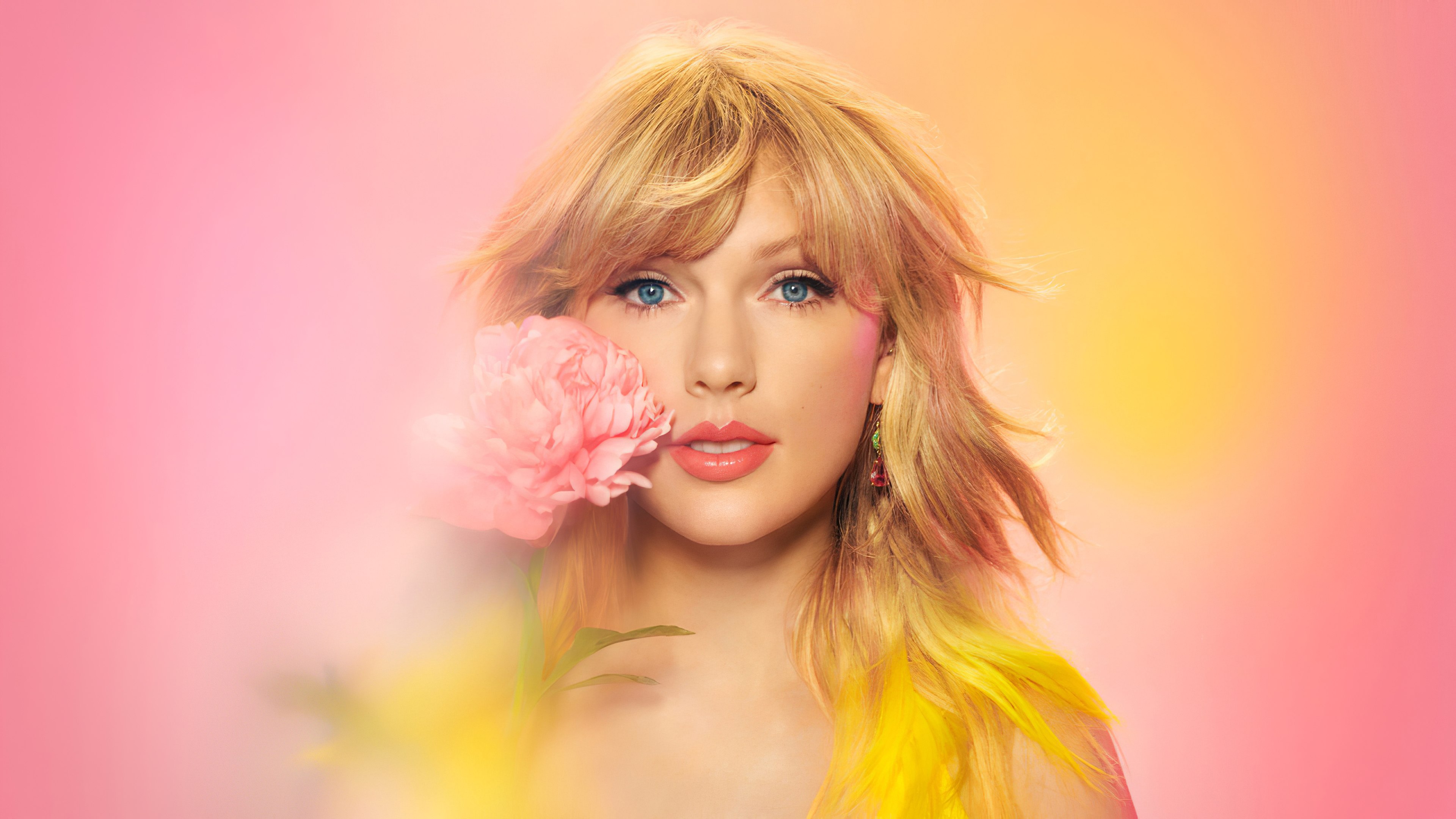 Taylor Swift, Cantora americana, Retrato, Fundo gradiente, Linda, Rosa pastel
