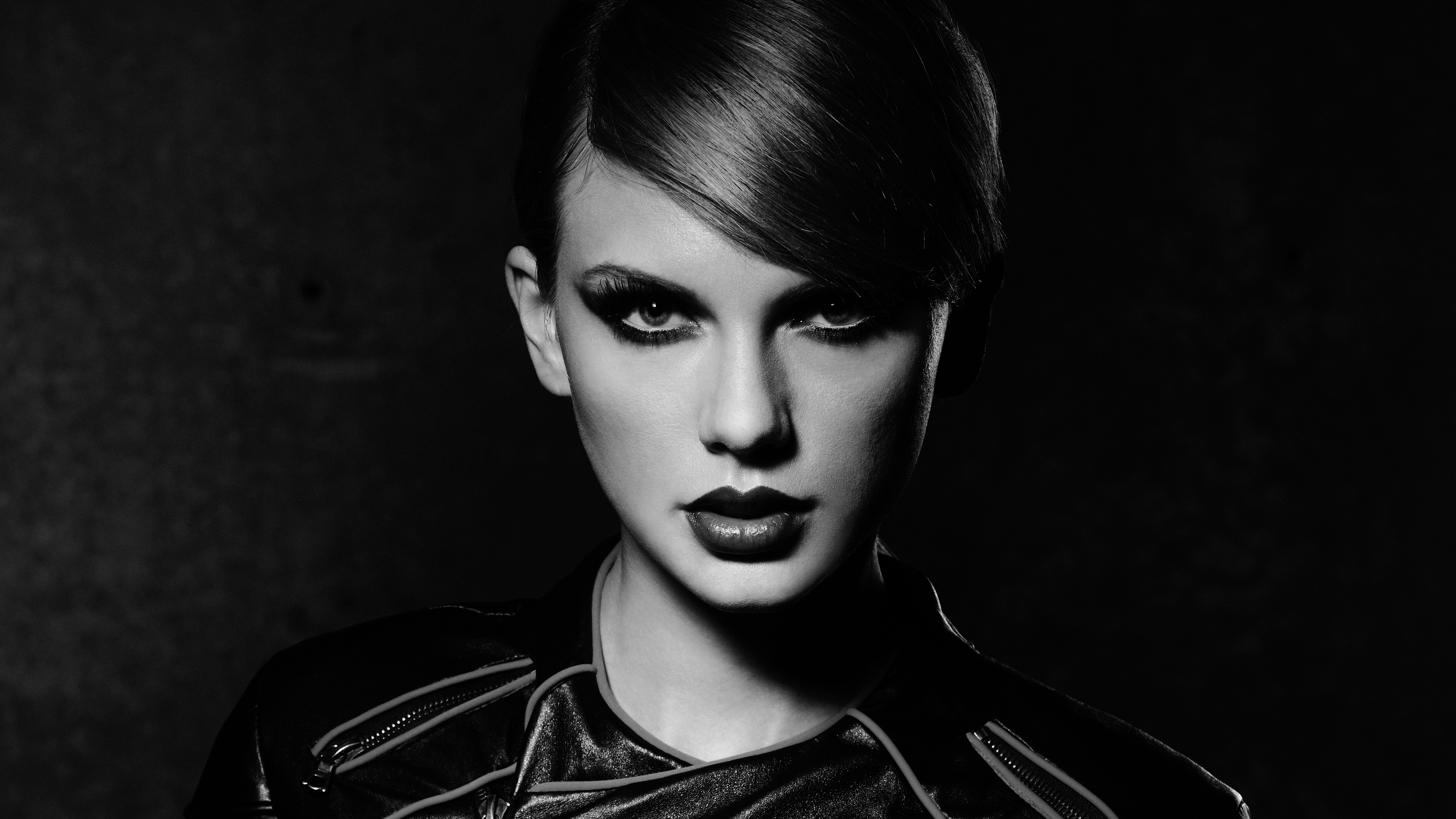 Taylor Swift, Monocromático, Fundo escuro, 5K, 8K, Preto e branco