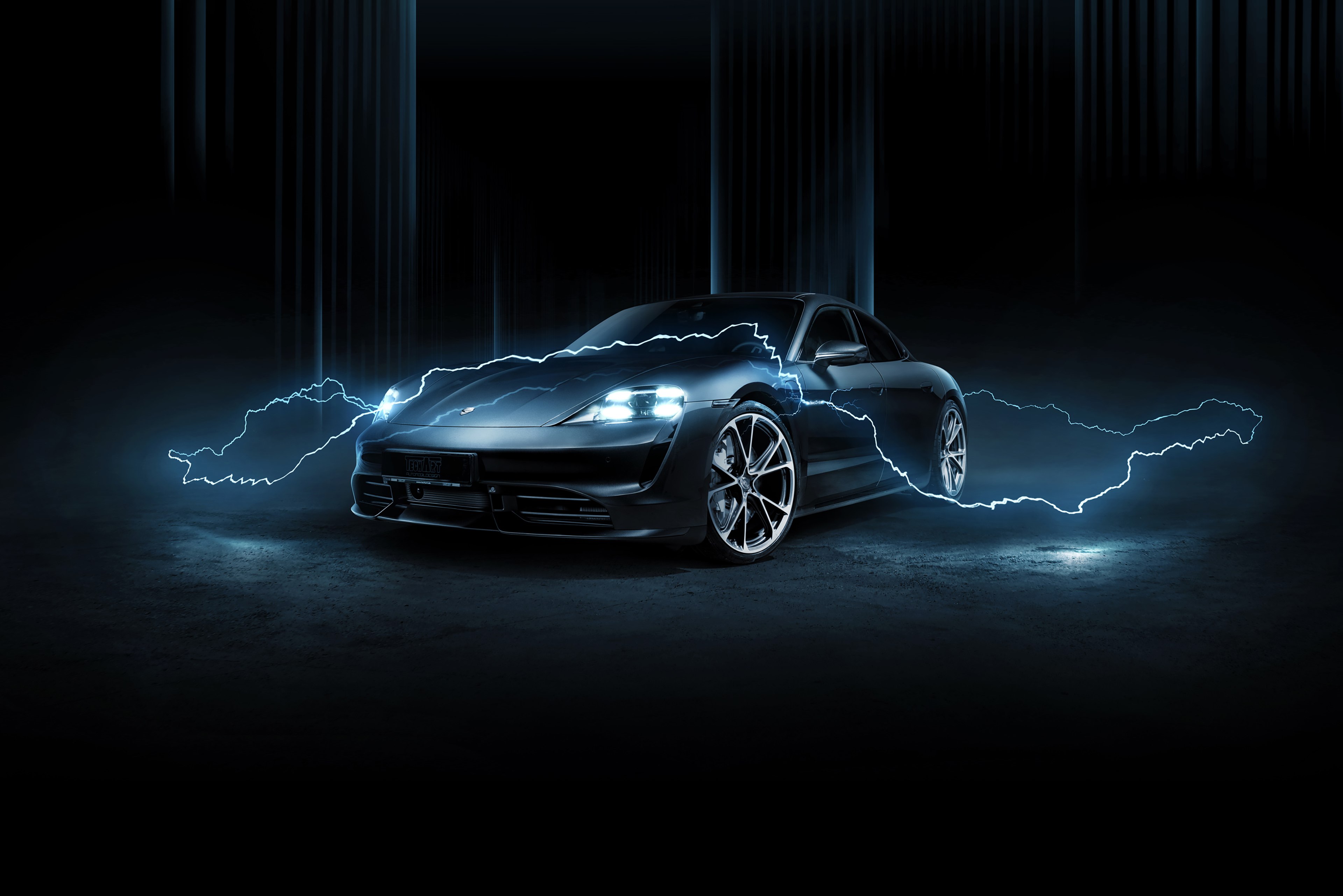 TechArt, Porsche Taycan Turbo, 2020, Fundo escuro