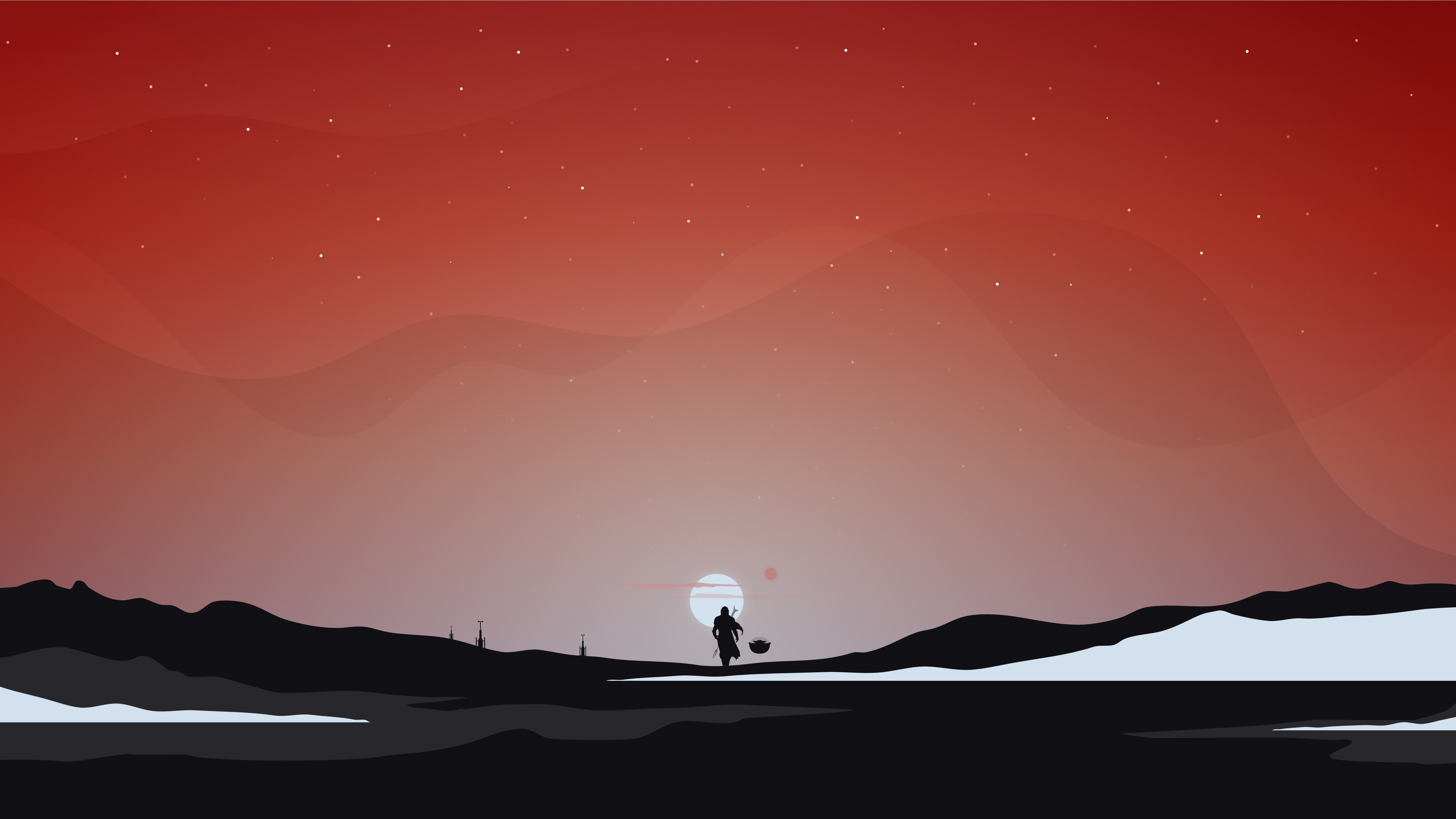 The Mandalorian, Star Wars, Escuro, Céu vermelho, Série de TV, 5K