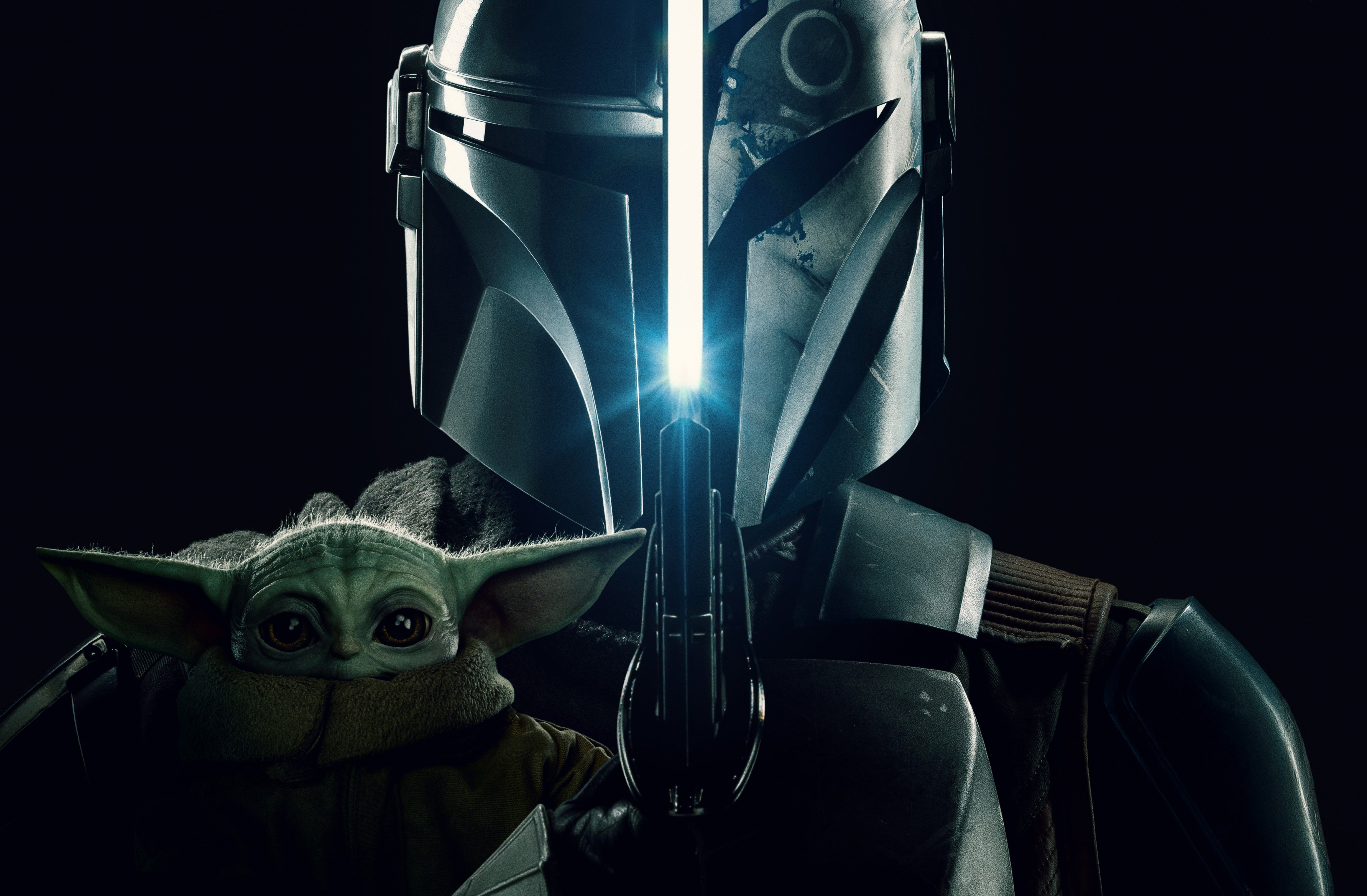 The Mandalorian, 5K, Temporada 3, Grogu, Fundo preto, Série de 2023
