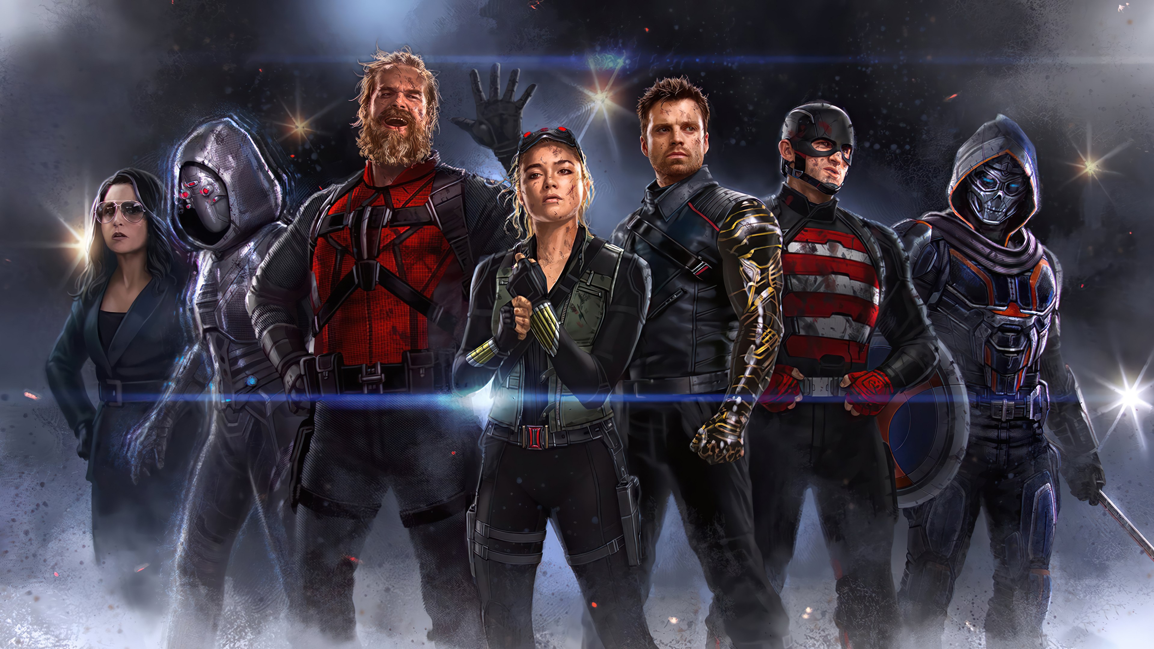 Thunderbolts, Universo Cinematográfico Marvel, Filmes de 2025, Viúva Negra, Bucky Barnes, Capitão América, Treinador, Guardião Vermelho, Super-heróis da Marvel, U.S. Agent, Ava Starr (Ghost)
