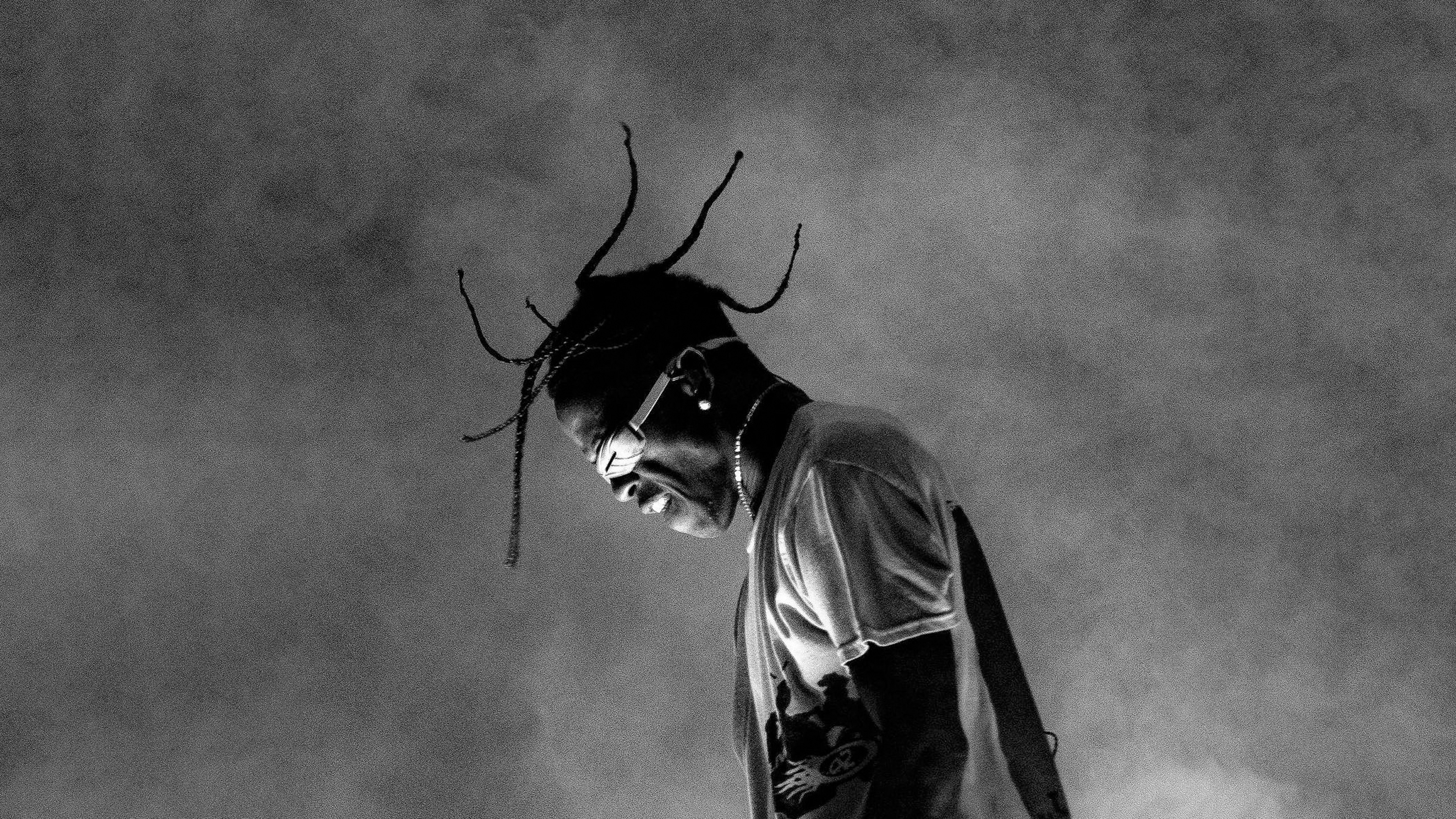 Travis Scott, Monocromático, Show ao vivo, 5K, Preto e branco