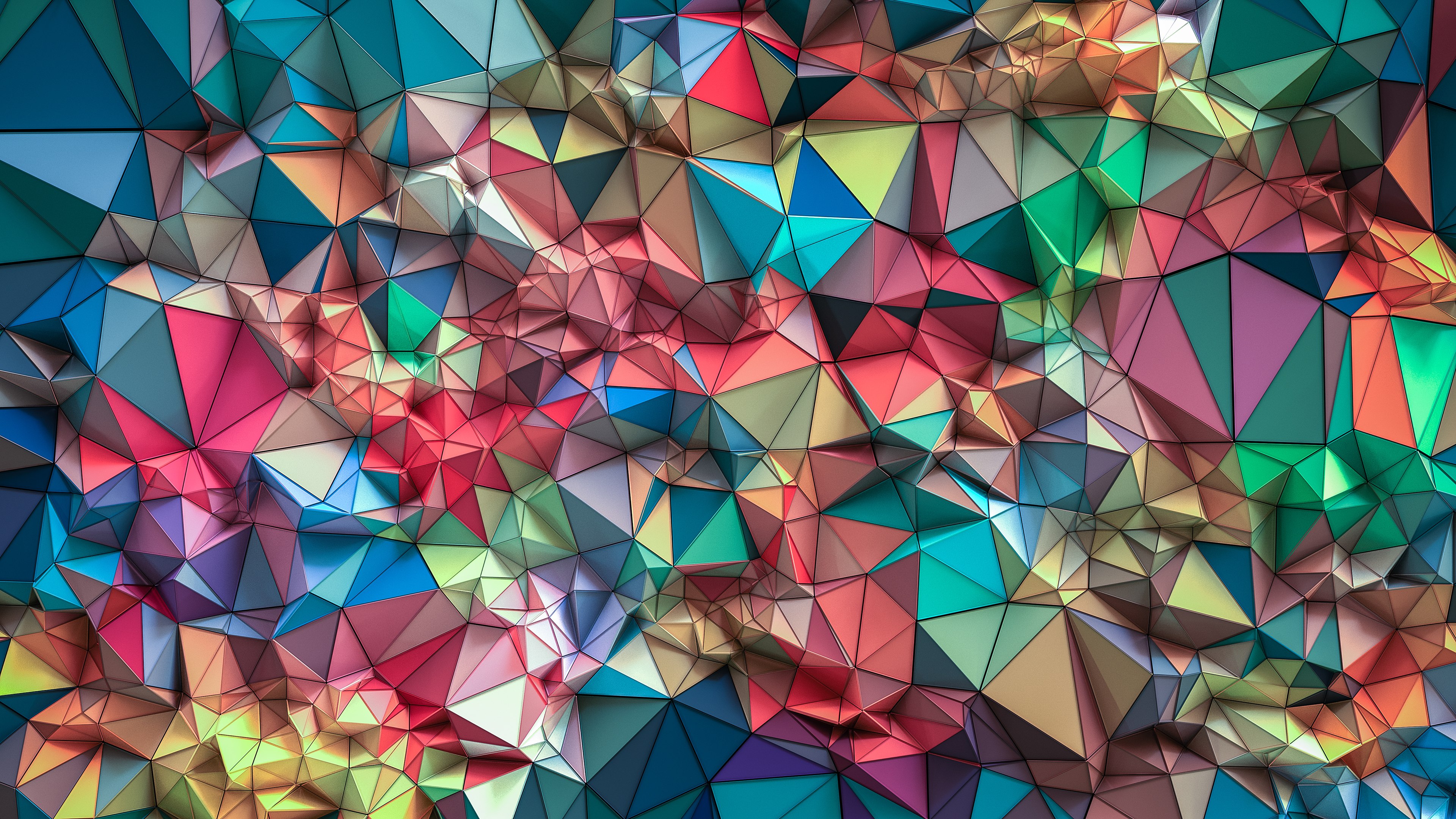 Triângulos, Fundo 3D, Colorido, Formas, Geométrico