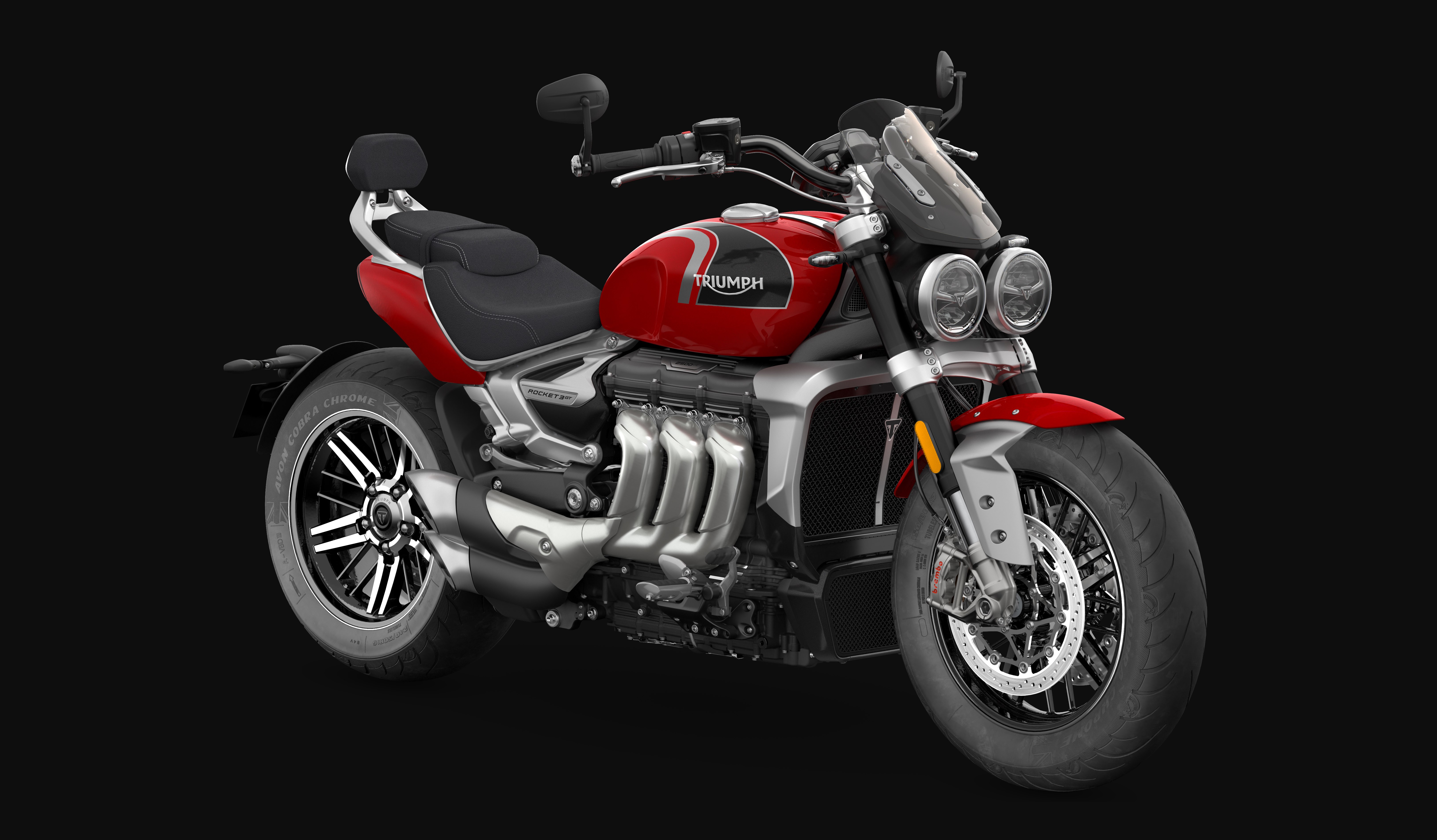 Triumph Rocket 3, Sports cruiser, Vermelho Carnaval, Fundo preto, 2022, 5K