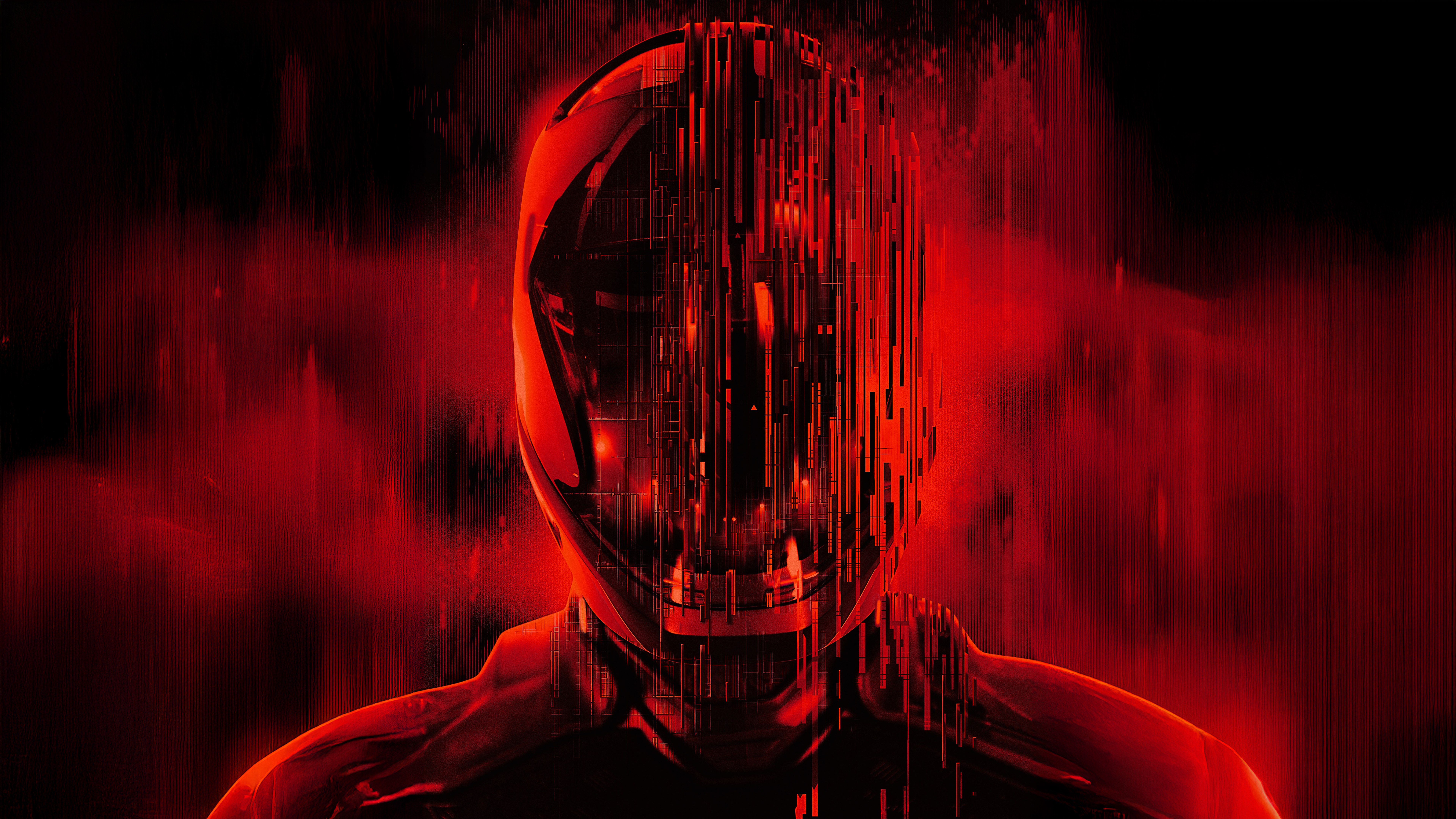 Tron: Ares, Falha, Vermelho, 5K, 8K, Filmes de 2025, Fundo escuro, Capacete, Fragmentos