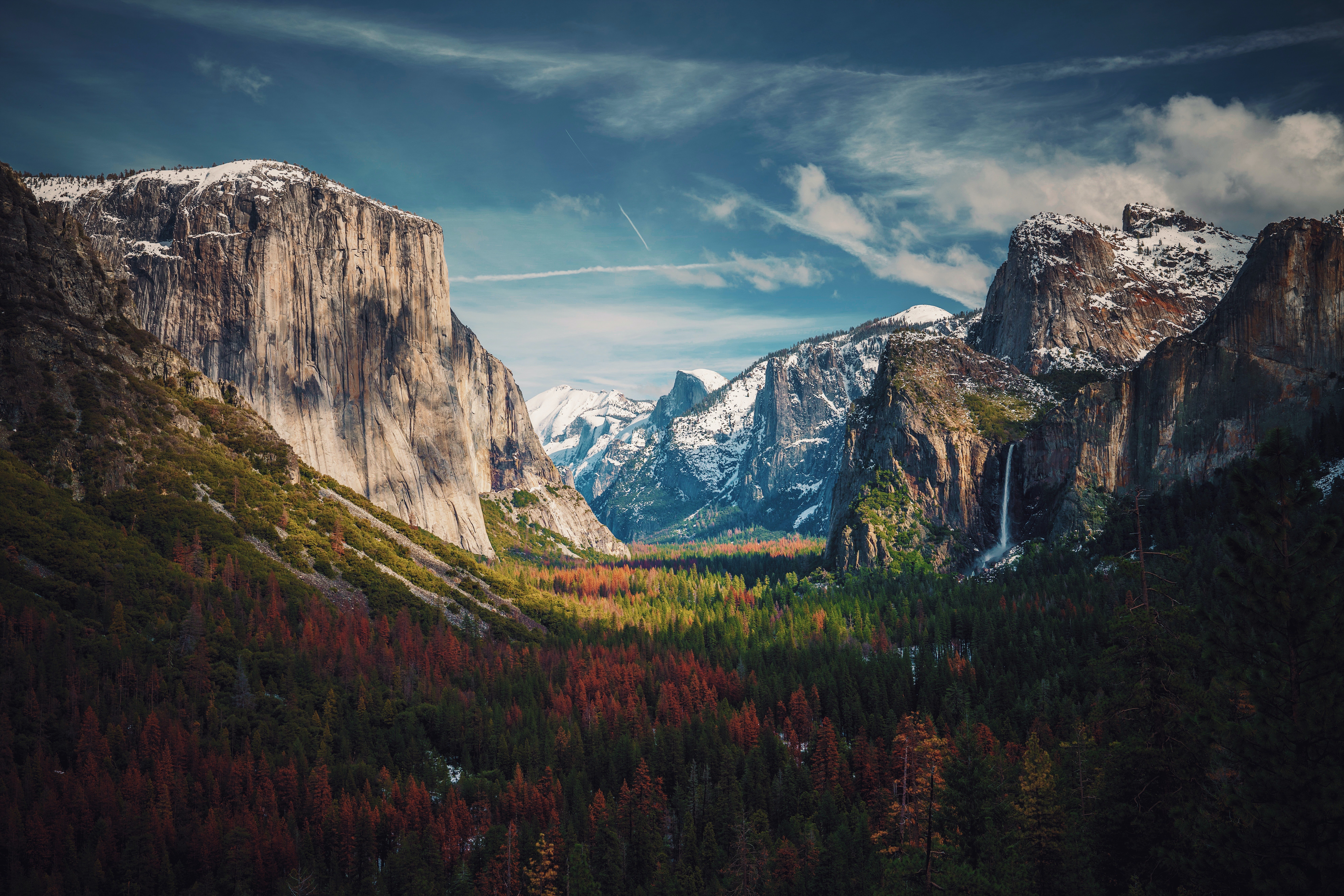 Vale de Yosemite, Montanhas glaciais, Cadeia de montanhas, Paisagem, Cenário, 5K, 8K