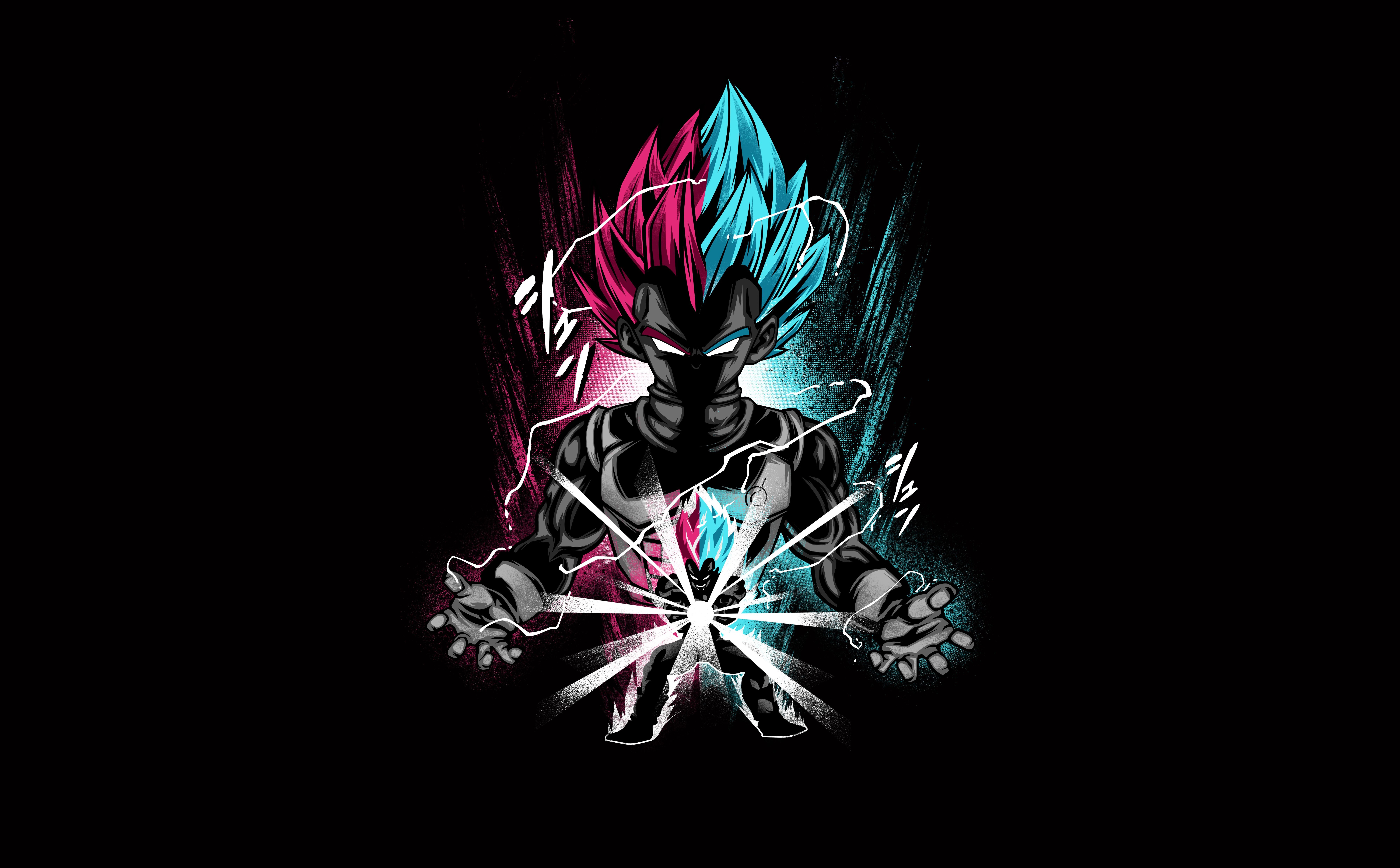 Vegeta, Dragon Ball Z, Série de anime, Fundo preto, AMOLED, 5K, 8K
