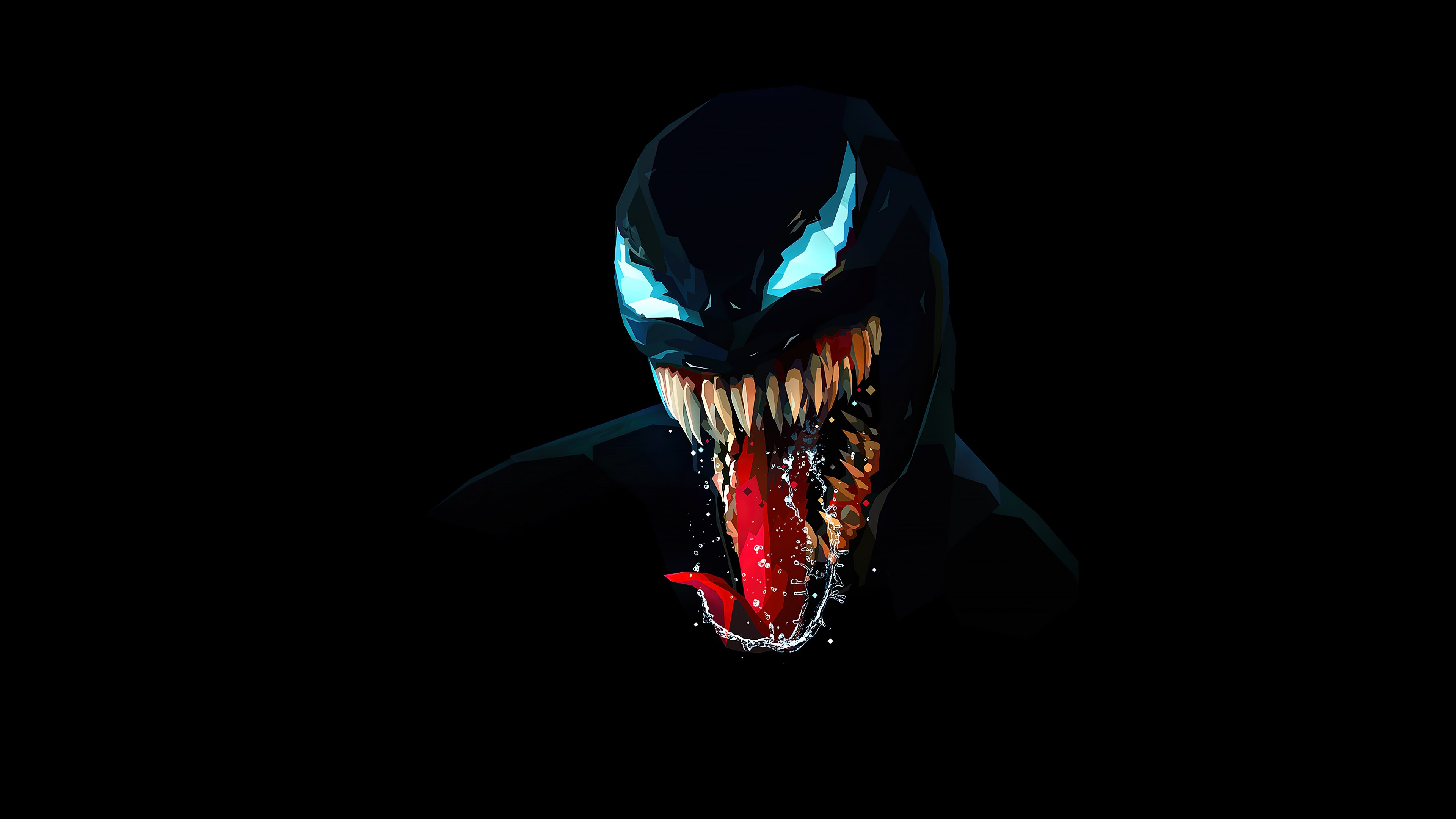 Venom, Low poly, AMOLED, Fundo preto, Marvel Comics