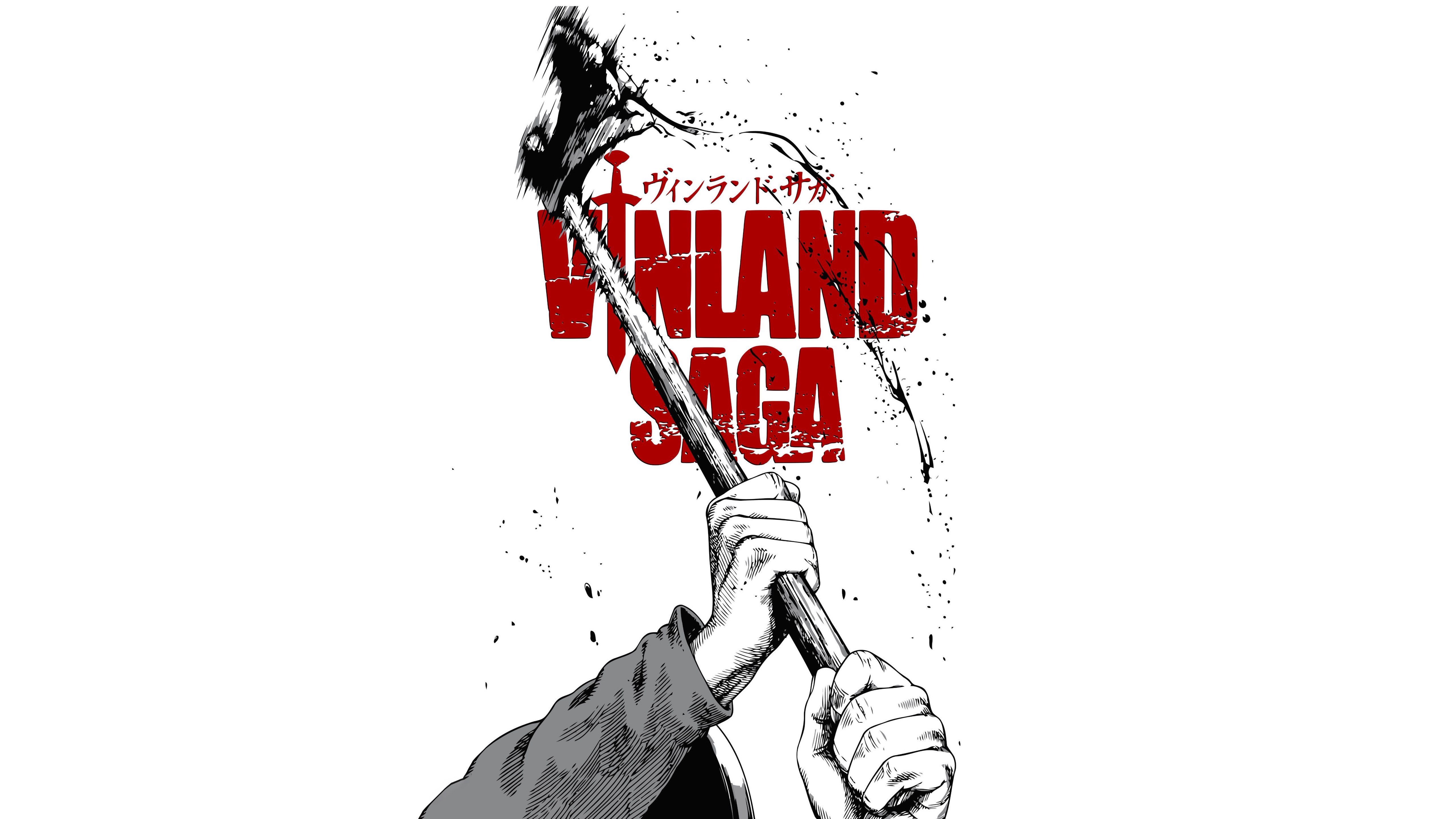 Vinland Saga, Minimalista, 5K, Preto e branco, Fundo branco, Thorfinn