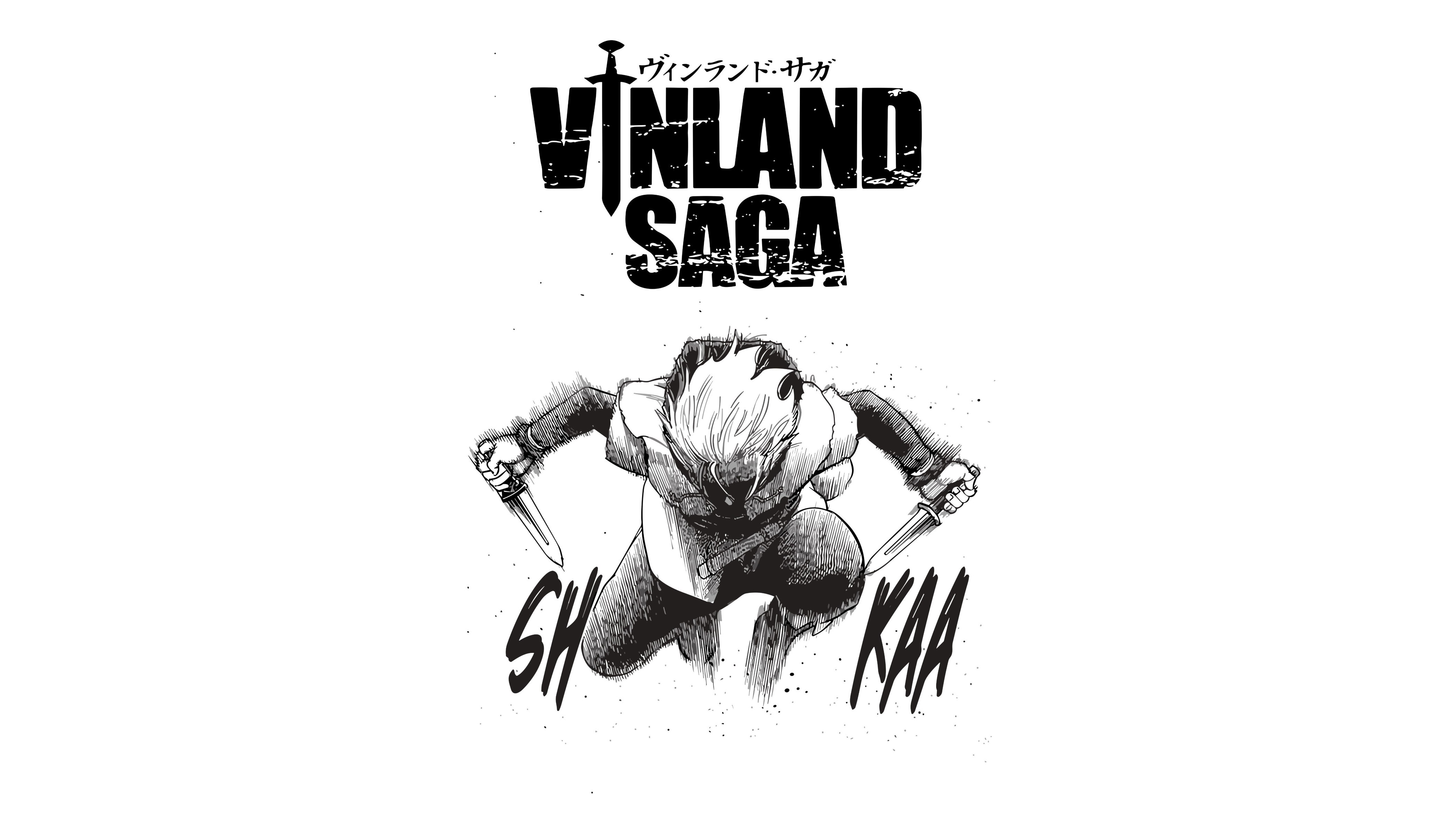 Vinland Saga, Preto e branco, Arte, 5K, Thorfinn, Fundo branco