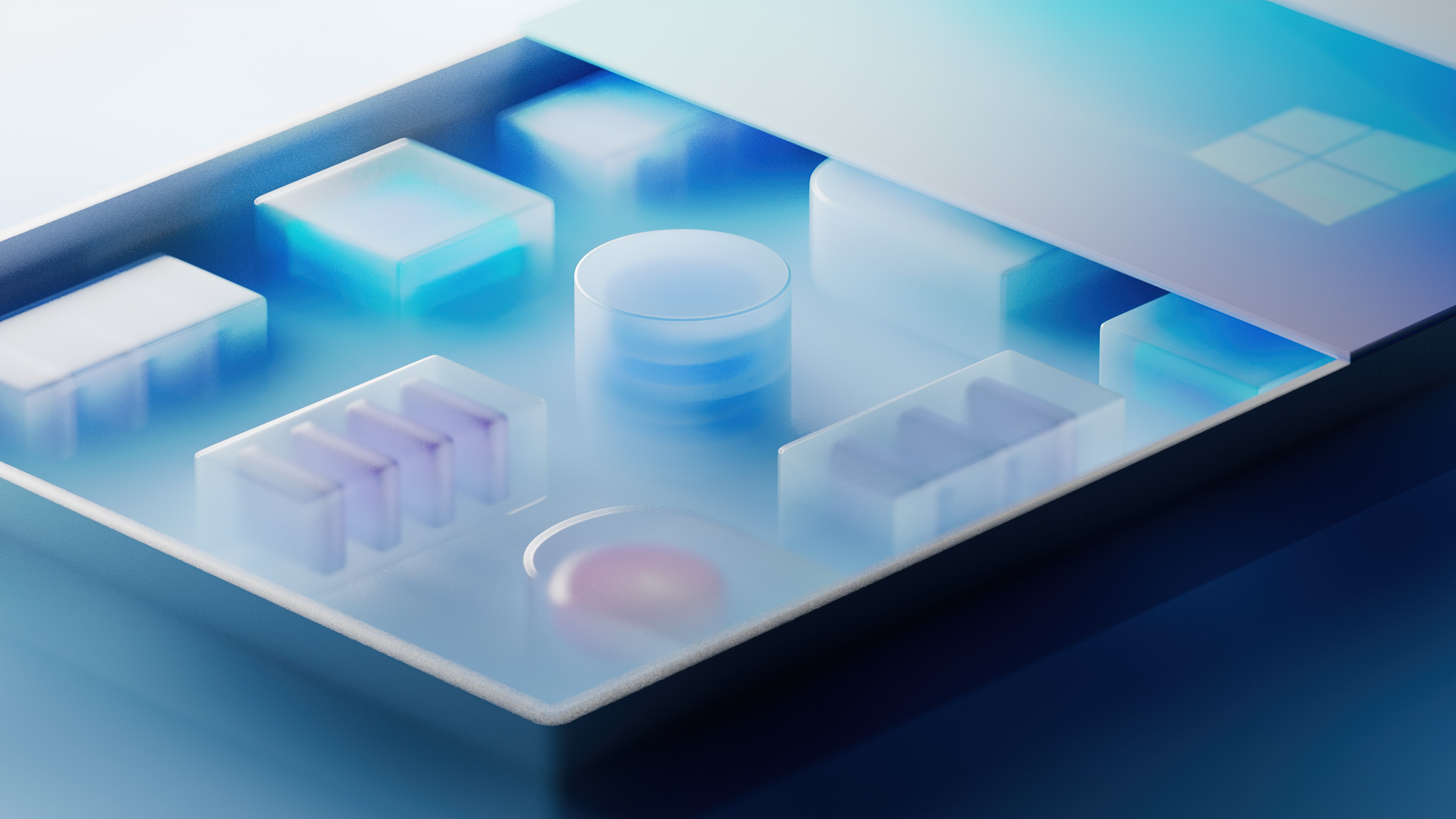 Windows 365, Formas 3D, Estética, Fundo 3D, Fundo azul, Estética azul, Geométrico