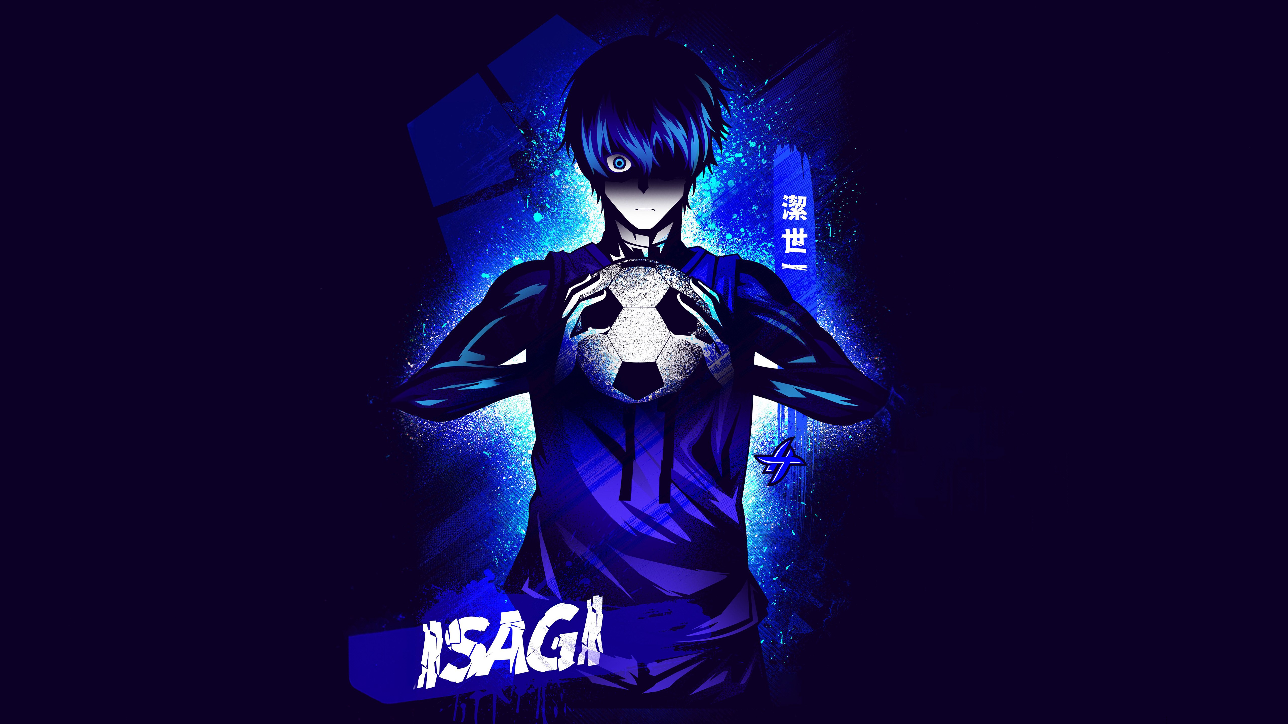 Yoichi Isagi, Estética azul, Time Z, Série de anime, Blue Lock, 5K, Azul escuro