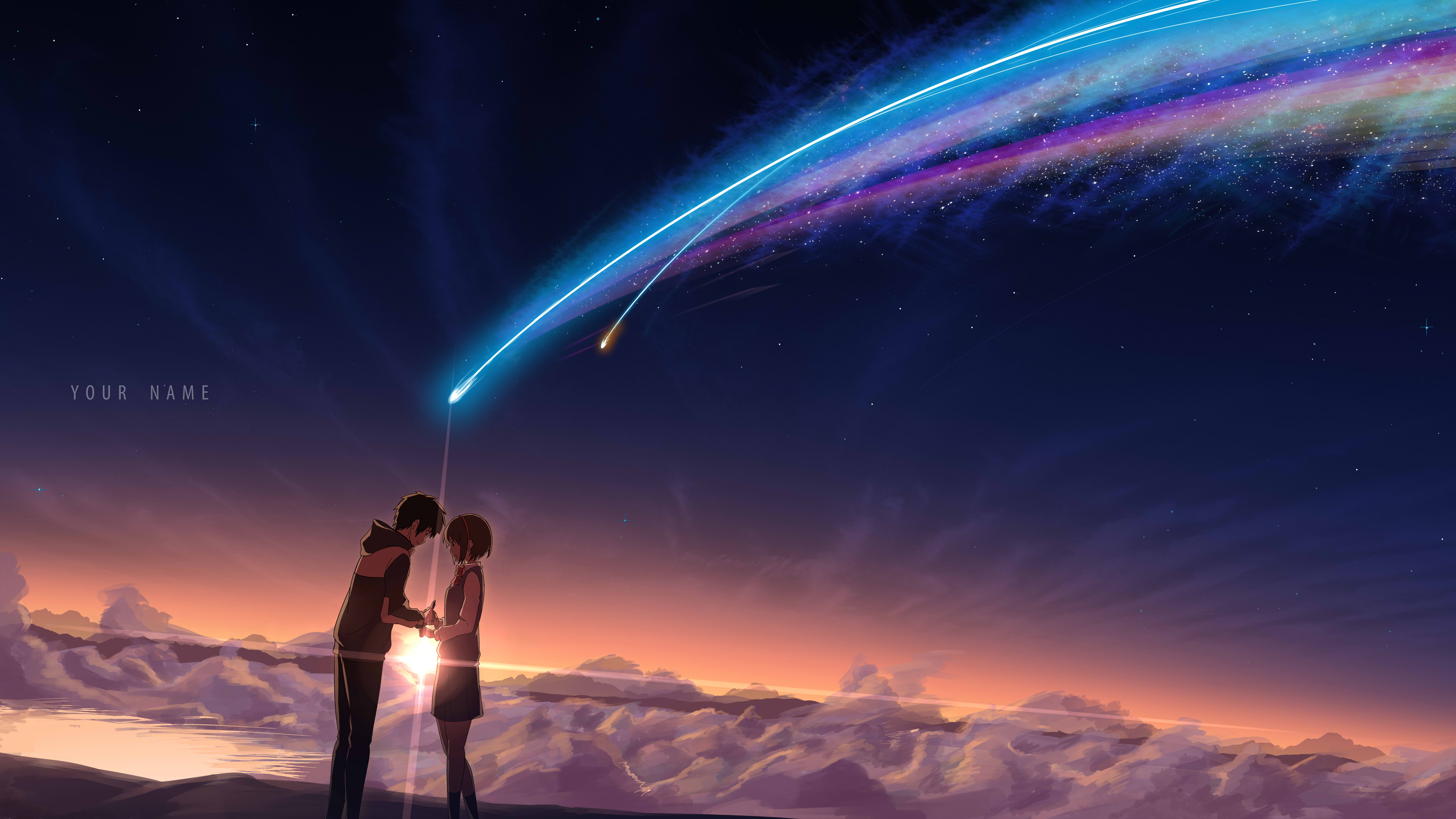 Your Name, 8K, Lofi, Casal apaixonado, Kimi no Na wa, Mitsuha Miyamizu, Taki Tachibana, 5K, Casal de anime, Cometa Tiamat, Celestial, Estrelas cadentes