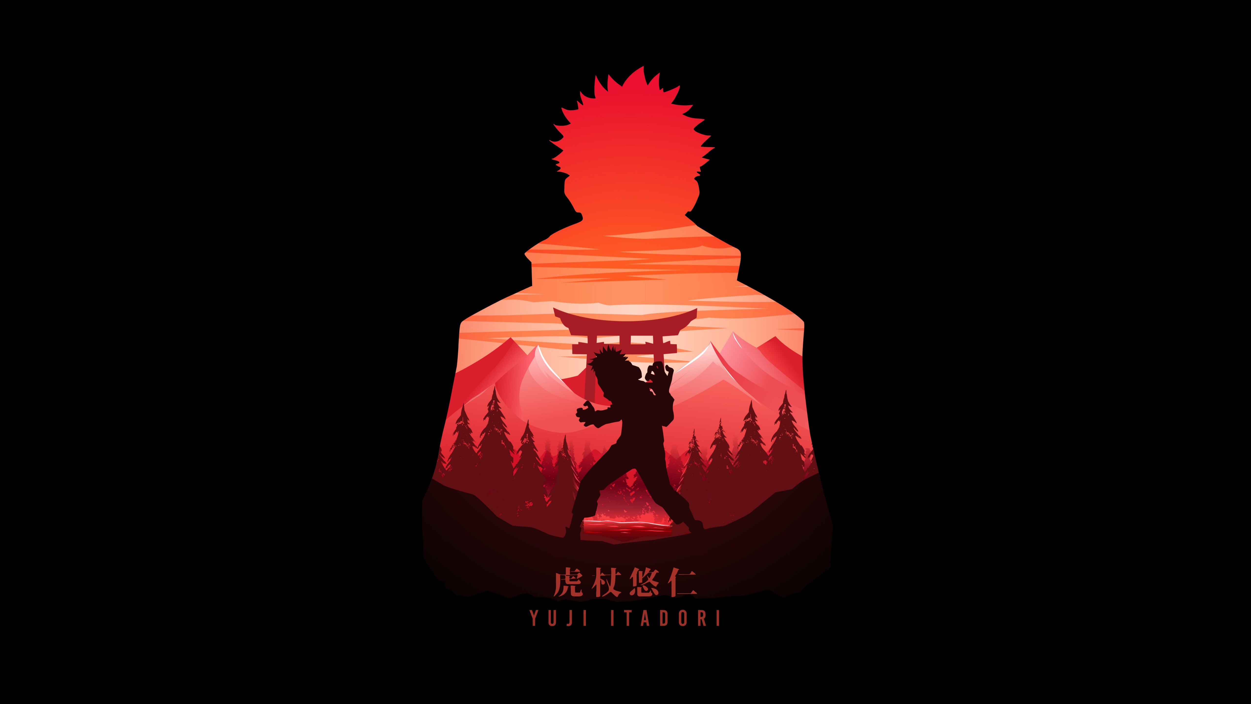 Yuji Itadori, AMOLED, Jujutsu Kaisen, Fundo preto, 5K