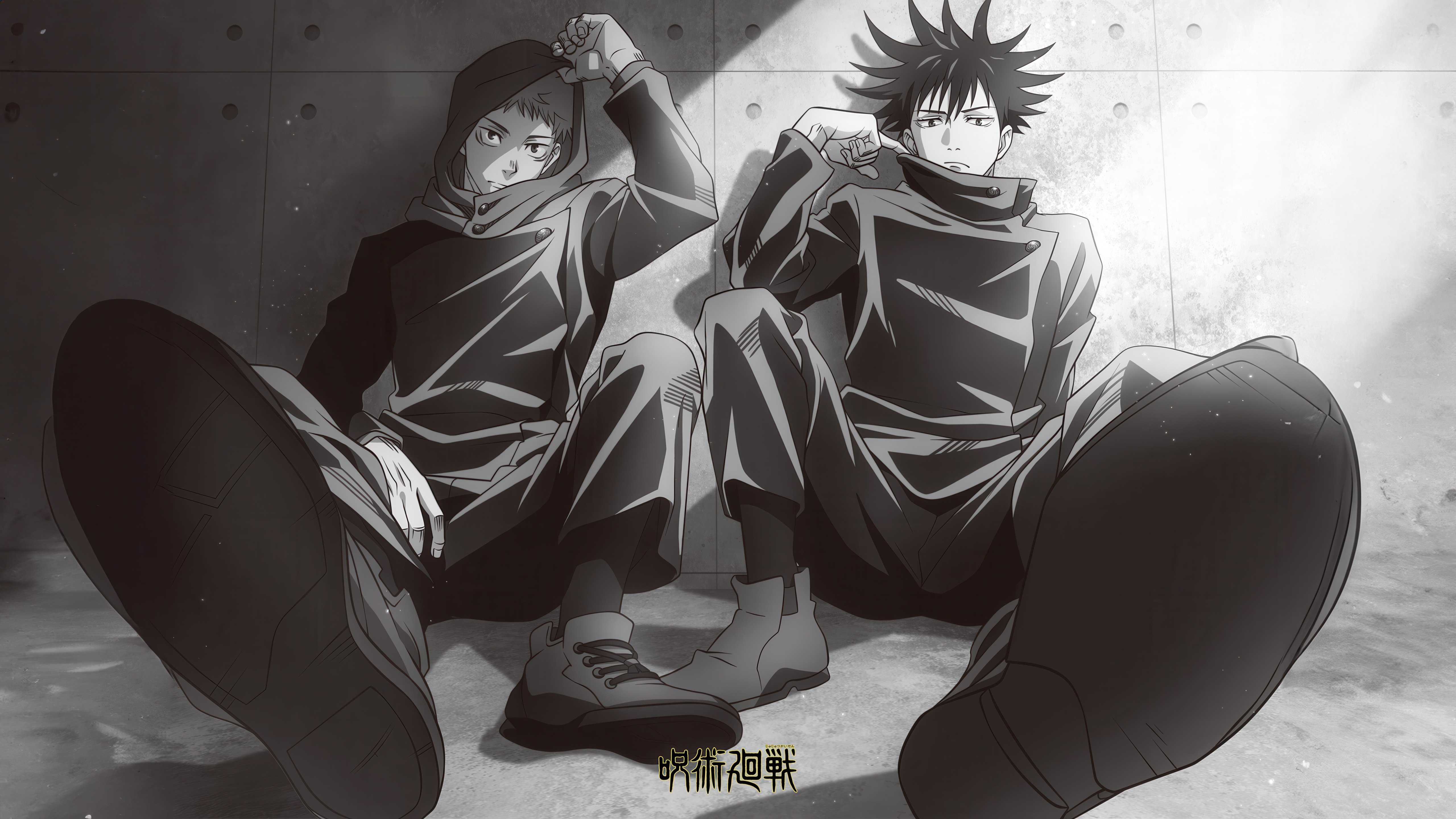 Yuji Itadori, Megumi Fushiguro, Jujutsu Kaisen, Monocromático, 5K