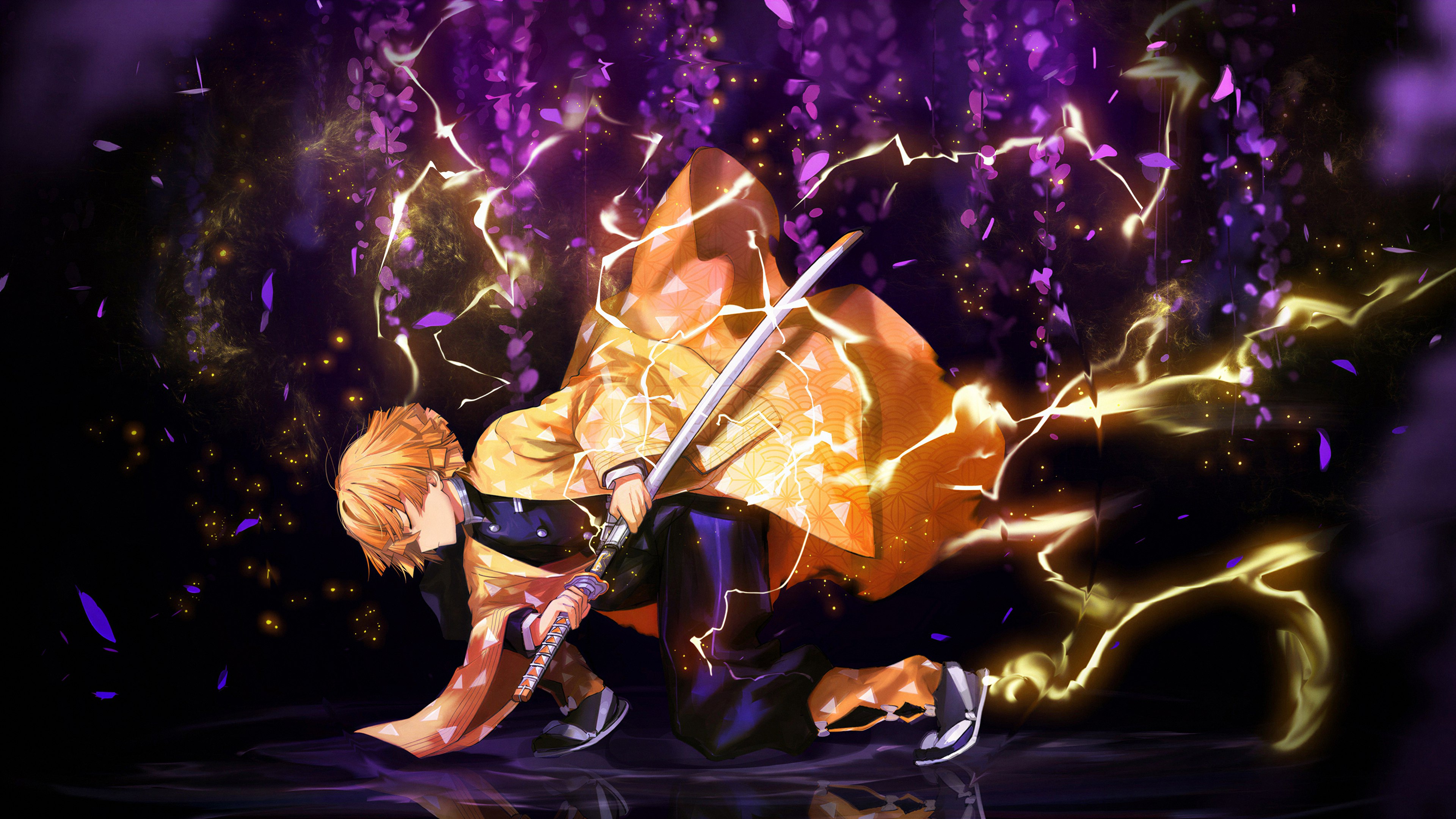 Zenitsu Agatsuma, Trovão e flash, Demon Slayer: Kimetsu no Yaiba, Respiração do Trovão